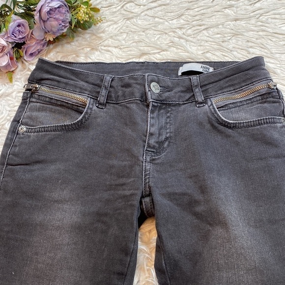 ANINE BING Double Zip Washed Black Low Rise Zipper Ankle Skinny Jeans sz 27 - Picture 7 of 14